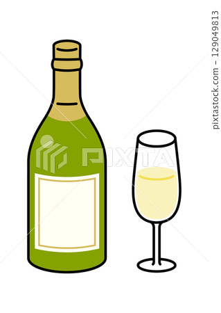 Champagne and champagne glasses Champagne and champagne glasses 129049813