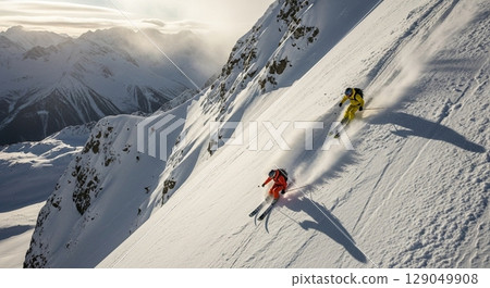 snowy, winter, skiing 129049908
