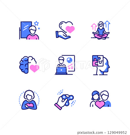 Psychology concept - line design style icons set 129049952