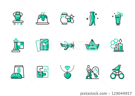 Hobbies and leisure - set of line design style icons 129049957
