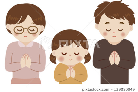一家人手牽手的插圖 129050049