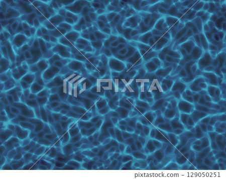 Abstract blue water surface texture with light reflections and ripples, seamless pattern of glowing waves for backgrounds, digital art, and design projects 129050251