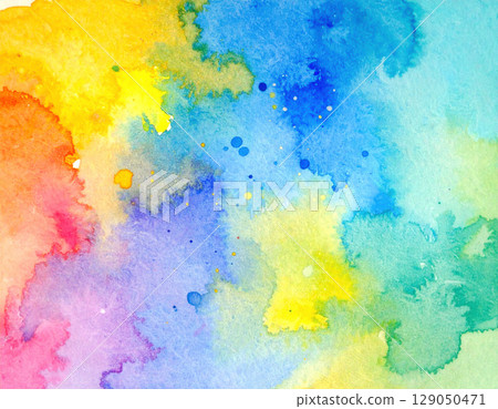 彩色水彩顏料塗抹在畫布上 彩色水彩顏料塗抹在畫布上 129050471