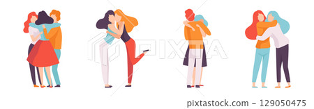 People Character Hugging and Embrace Feel Warmth Vector Set People Character Hugging and Embrace Feel Warmth Vector Set 129050475