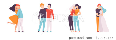 People Character Hugging and Embrace Feel Warmth Vector Set People Character Hugging and Embrace Feel Warmth Vector Set 129050477