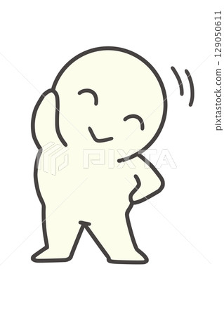 Right Side Stretch Gymnastics Simple Person Round Face Character Right Side Stretch Gymnastics Simple Person Round Face Character 129050611