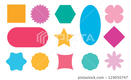 Rectangle, circle, star, square sticker shapes for label, price tag, and frame Rectangle, circle, star, square sticker shapes for label, price tag, and frame 129050747