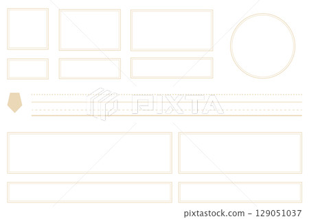 簡單標題框標題集，淺棕米色，方形，水平，線條，透明png，向量 129051037