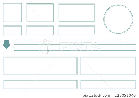 簡單標題框標題集，藍綠色，方形，水平，線條和填充，透明PNG，向量 129051046