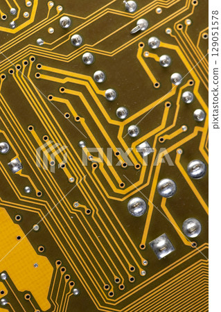 circuit board with contacts and solders with an electronic circuit on the board, an electronic board with electrical components for connecting various electronic devices 129051578