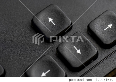 new keyboard with arrows in four directions, new plastic computer keyboard for working with directions 129051659