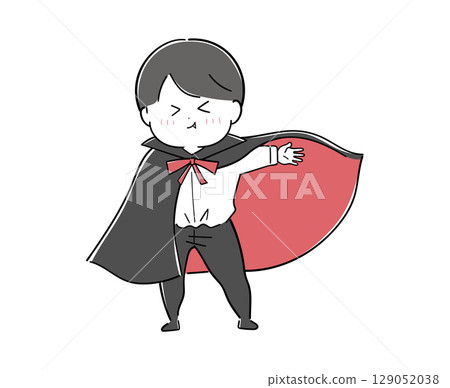 做德古拉服裝的男孩 129052038