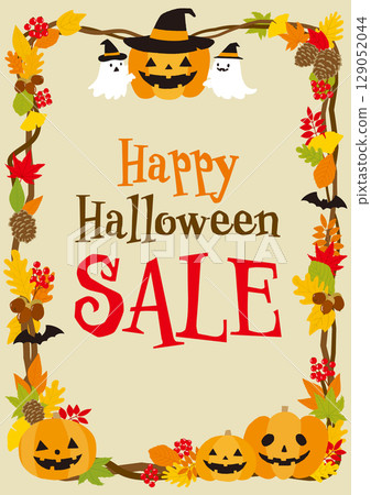 Cute Halloween hand-drawn frame (vertical) with text Cute Halloween hand-drawn frame (vertical) with text 129052044