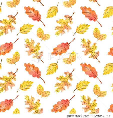 Seamless pattern with watercolor autumn leaves. Hand drawn illustration for your design, print, textile Seamless pattern with watercolor autumn leaves. Hand drawn illustration for your design, print, textile 129052085
