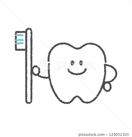 Tooth icon with a toothbrush 129052103