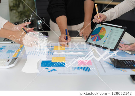 Digital transformation technology strategy, Person using laptop, tablet and smartphone with of things. transformation of ideas and the adoption. 129052142