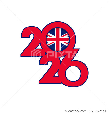 2026 banner with UK flag inside. 2026 banner with UK flag inside. 129052541