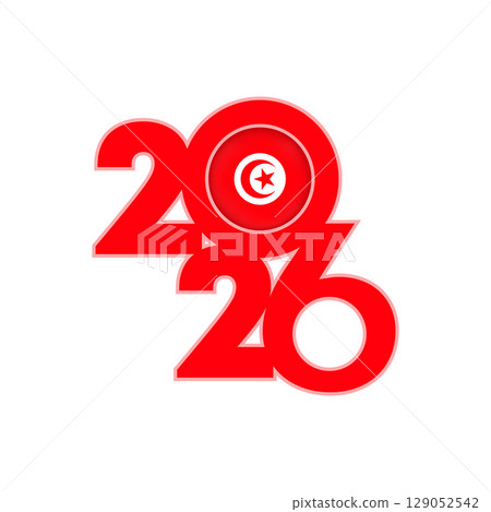 2026 banner with Tunisia flag inside. 129052542