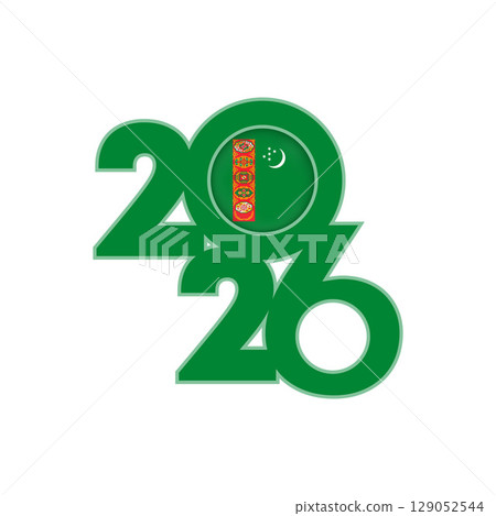 2026 banner with Turkmenistan flag inside. 2026 banner with Turkmenistan flag inside. 129052544