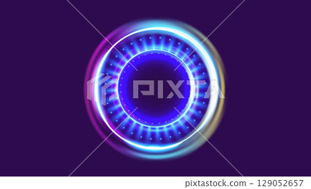 Vibrant glowing hologram teleportation effect 129052657