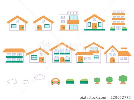 Simple house icon set 129052773