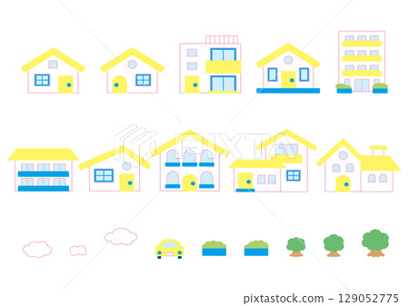 Simple house icon set 129052775