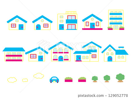 Simple house icon set 129052778