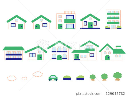 Simple house icon set 129052782