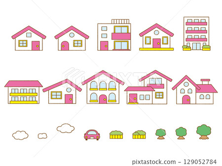 Simple house icon set 129052784