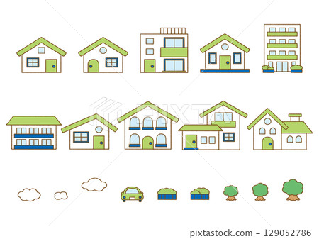 Simple house icon set Simple house icon set 129052786