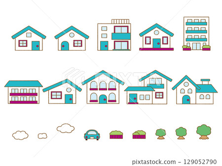 Simple house icon set 129052790