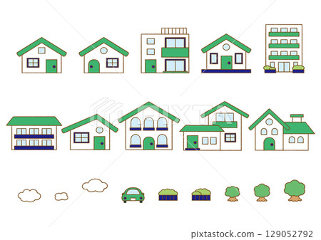Simple house icon set 129052792