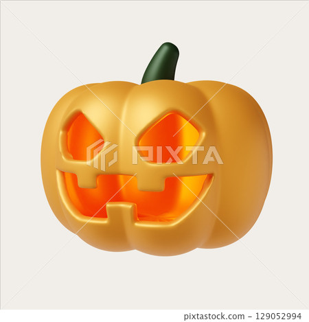 3D Halloween cute pumpkin icon. 3D render illustration 3D Halloween cute pumpkin icon. 3D render illustration 129052994