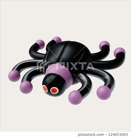 3D Halloween cute icon of a playful spider. 3D render illustration 129053003