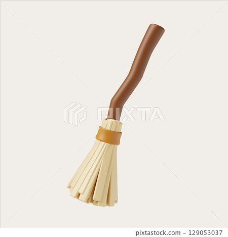 3D Halloween cute icon collection featuring broomstick and witch hat. 3D render illustration 3D Halloween cute icon collection featuring broomstick and witch hat. 3D render illustration 129053037