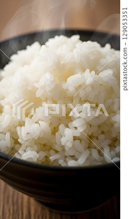 Freshly cooked rice served in a bowl Freshly cooked rice served in a bowl 129053351