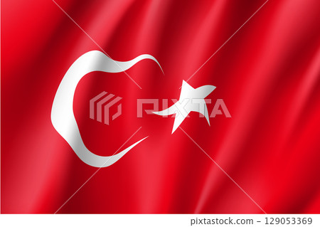 Waving flag of Turkey 129053369