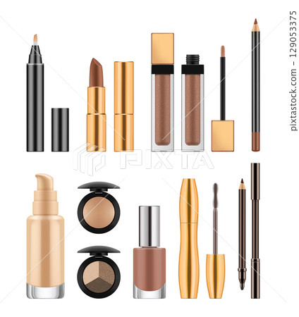 Set of cosmetics, vector realistic illustration Set of cosmetics, vector realistic illustration 129053375