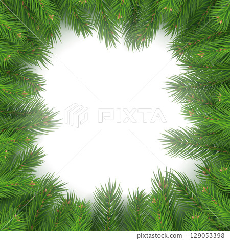 Christmas tree frame on white background 129053398