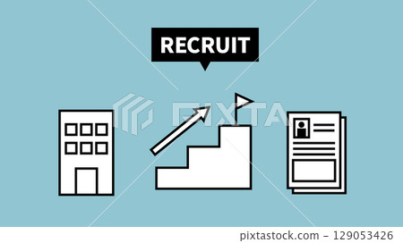 Recruitment related icon set showing job hunting and career advancement 129053426