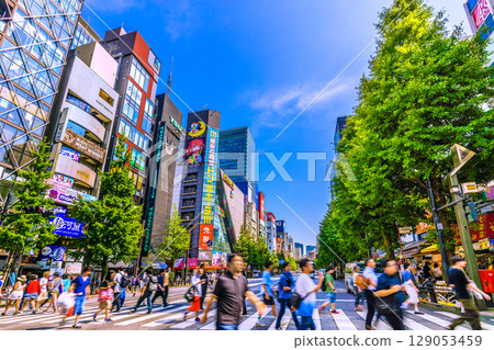 Tokyo cityscape in Japan: Inbound tourism continues... Akihabara bustling with foreign tourists 129053459