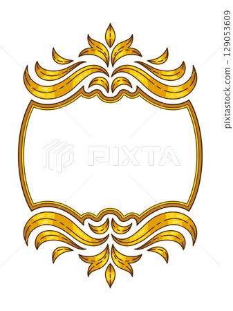 Floral frame in baroque style. Decorative curling plant. 129053609