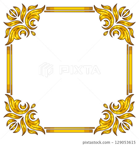 Floral frame in baroque style. Decorative curling plant. 129053615
