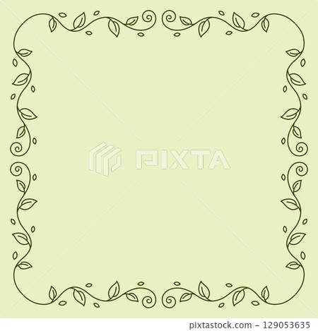 Floral curling frame. Decorative nature swirling background with leaves. 129053635