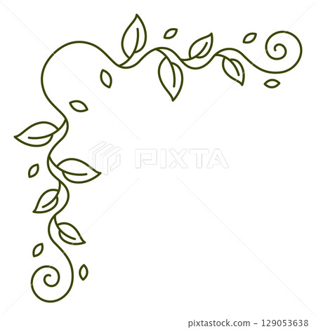 Floral curling corner. Decorative nature swirling frame with leaves. Floral curling corner. Decorative nature swirling frame with leaves. 129053638
