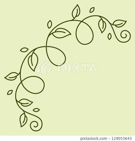 Floral curling corner. Decorative nature swirling frame with leaves. 129053643