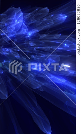Explosive blue crystal-like abstract formation with glowing shards in motion 129053956