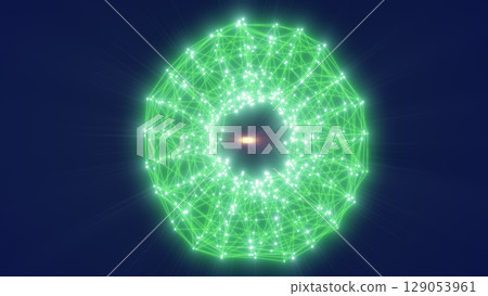 Vivid green digital ring of connected nodes glowing against a dark background, symbolizing energy circuits or futuristic bio-networks Vivid green digital ring of connected nodes glowing against a dark background, symbolizing energy circuits or futuristic bio-networks 129053961