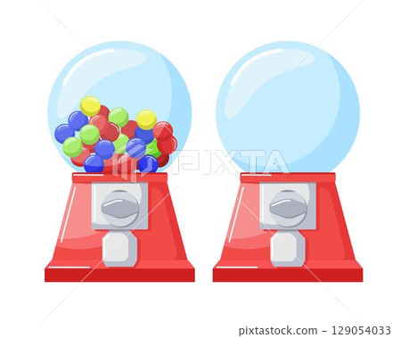 Gumball machines empty and filled vector illustration. Isolated on white background. Gumball machines empty and filled vector illustration. Isolated on white background. 129054033