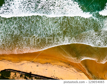 Top view Beach sand in summer season 129054065